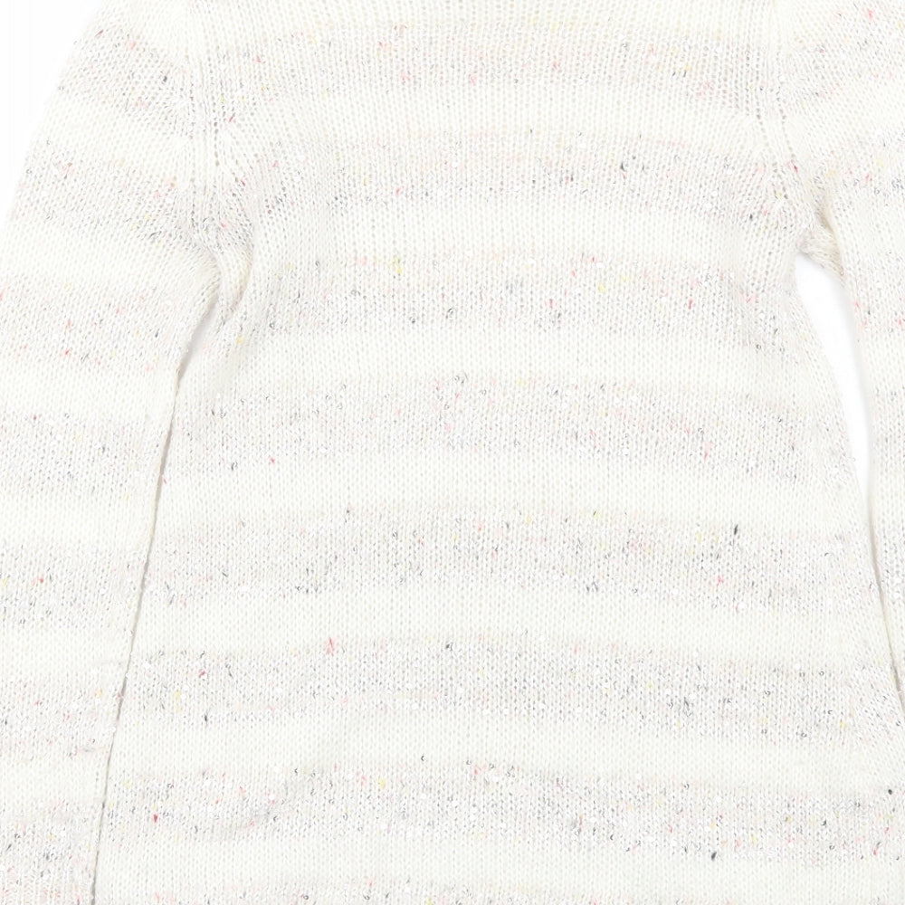 Peacocks Womens White Striped  Pullover Jumper Size 10