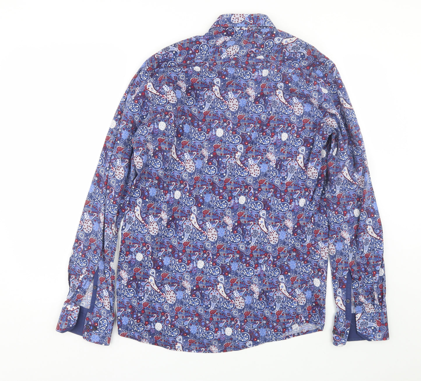 Guide London Mens Blue Paisley   Dress Shirt Size M