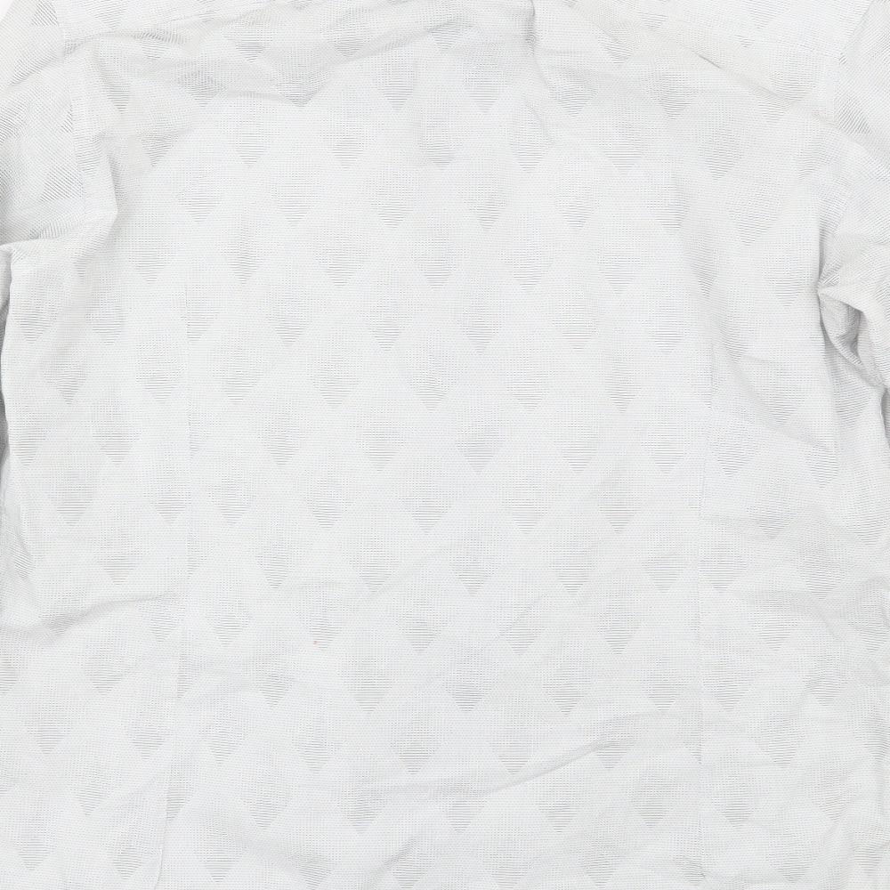 Ted Baker Mens White Geometric   Dress Shirt Size L