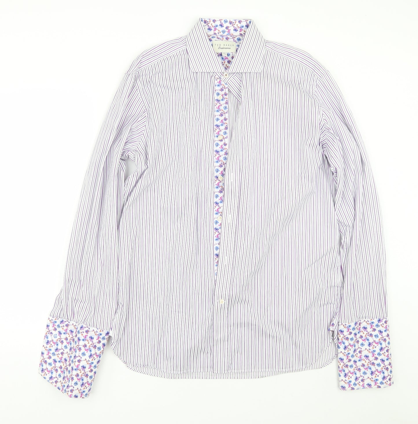 Ted Baker Mens White Striped   Dress Shirt Size 16.5