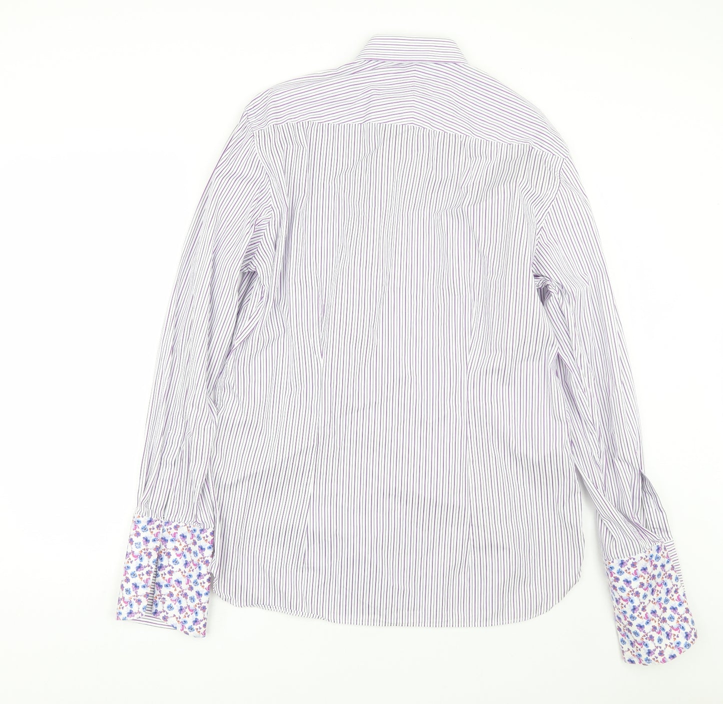 Ted Baker Mens White Striped   Dress Shirt Size 16.5