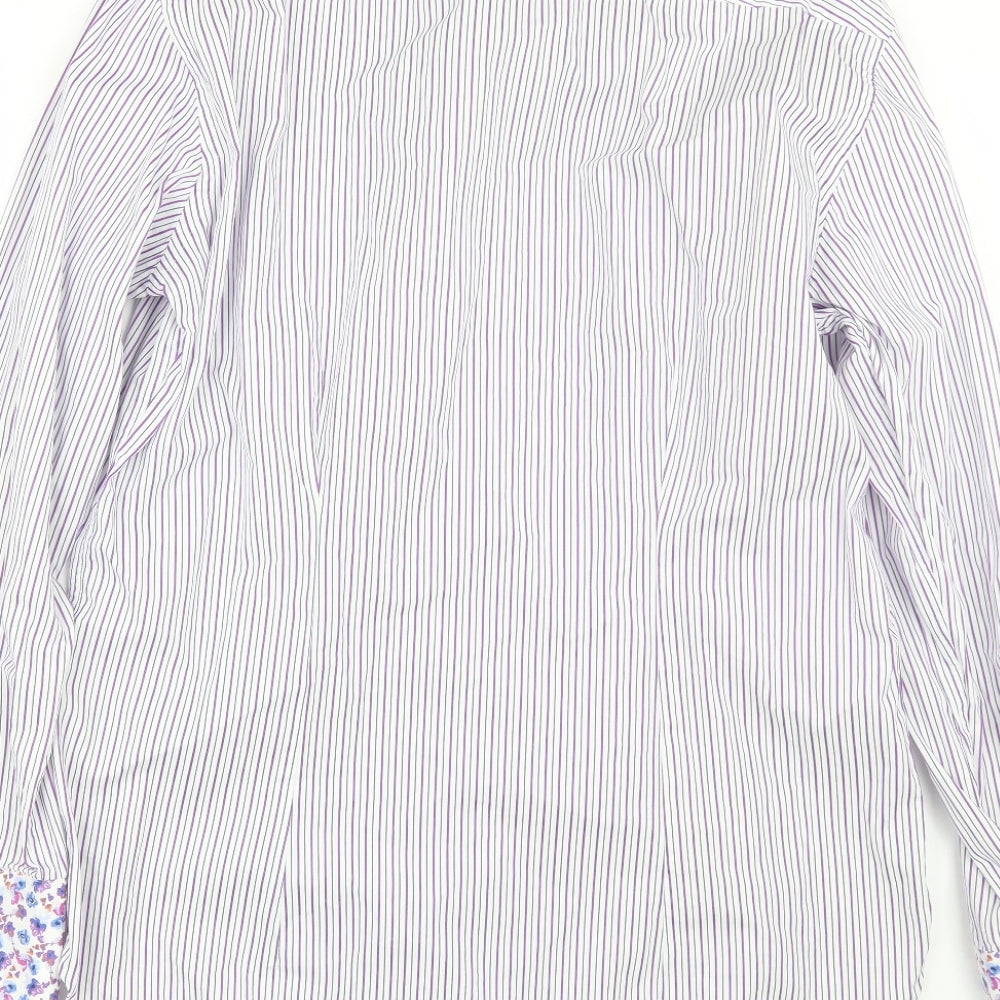 Ted Baker Mens White Striped   Dress Shirt Size 16.5