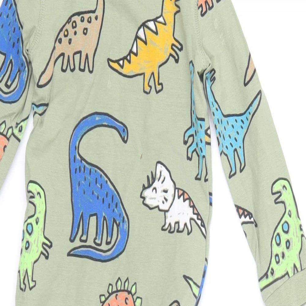 M&S Boys Green Animal Print   Pyjama Set Size 2-3 Years  - dinosaurs