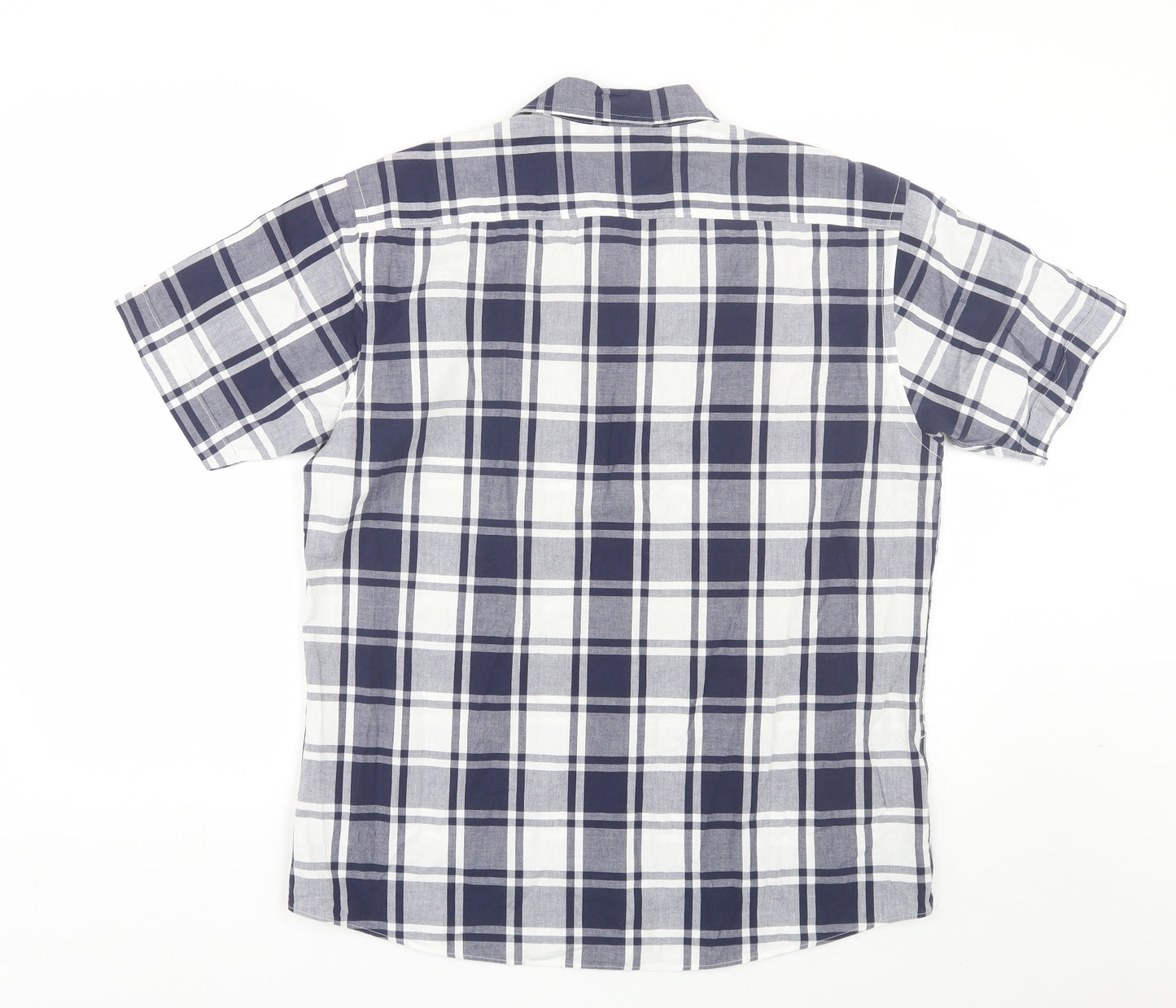 TU Mens Blue Plaid   Button-Up Size M