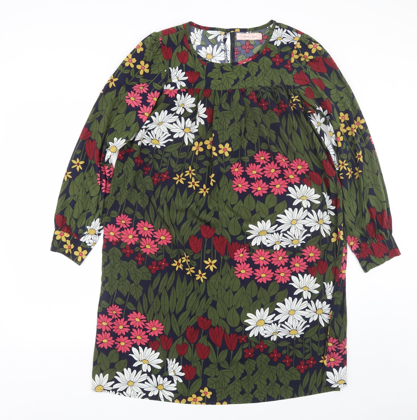 Traffic People Womens Green Floral  T-Shirt Dress  Size S