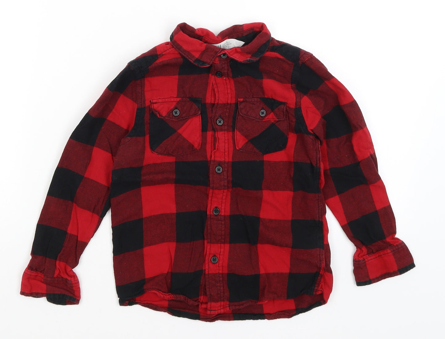 H&M Boys Red Check  Basic Button-Up Size 5-6 Years