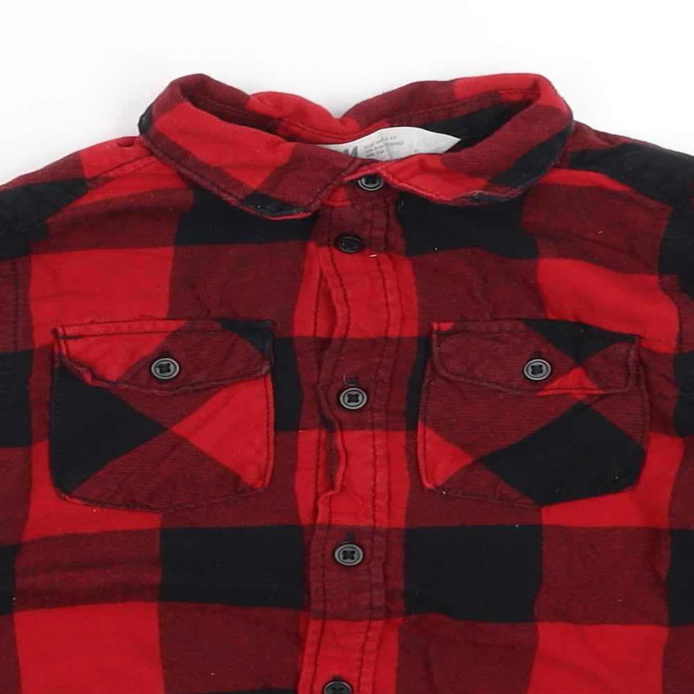 H&M Boys Red Check  Basic Button-Up Size 5-6 Years