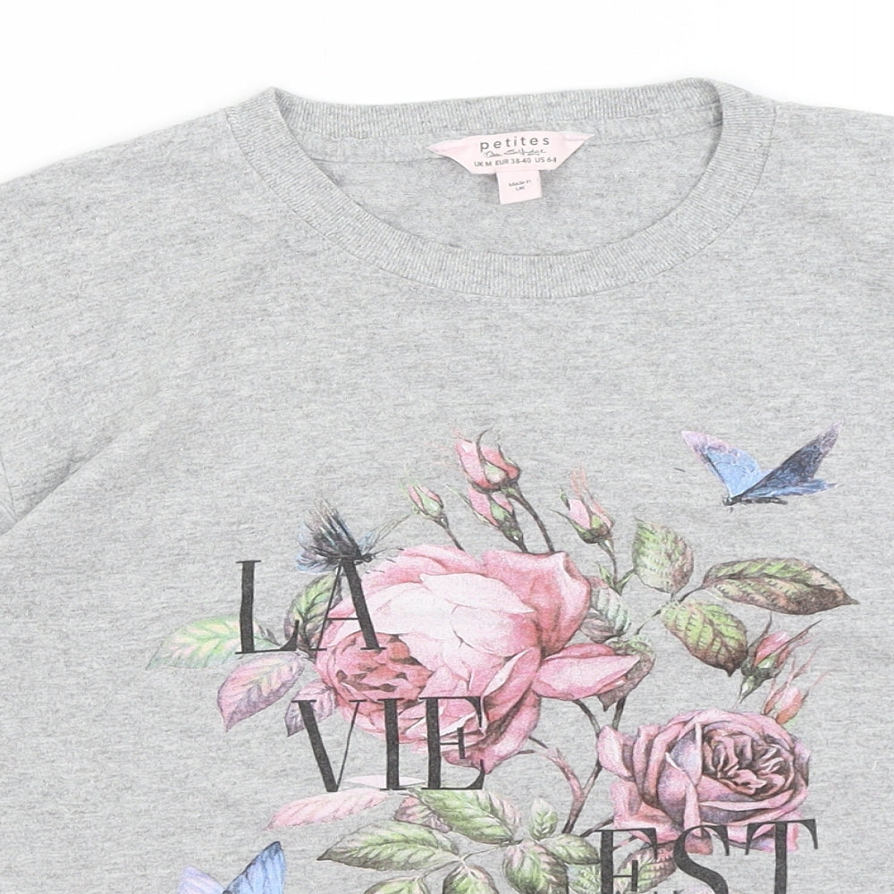 Miss Selfridge Womens Grey   Cropped T-Shirt Size M