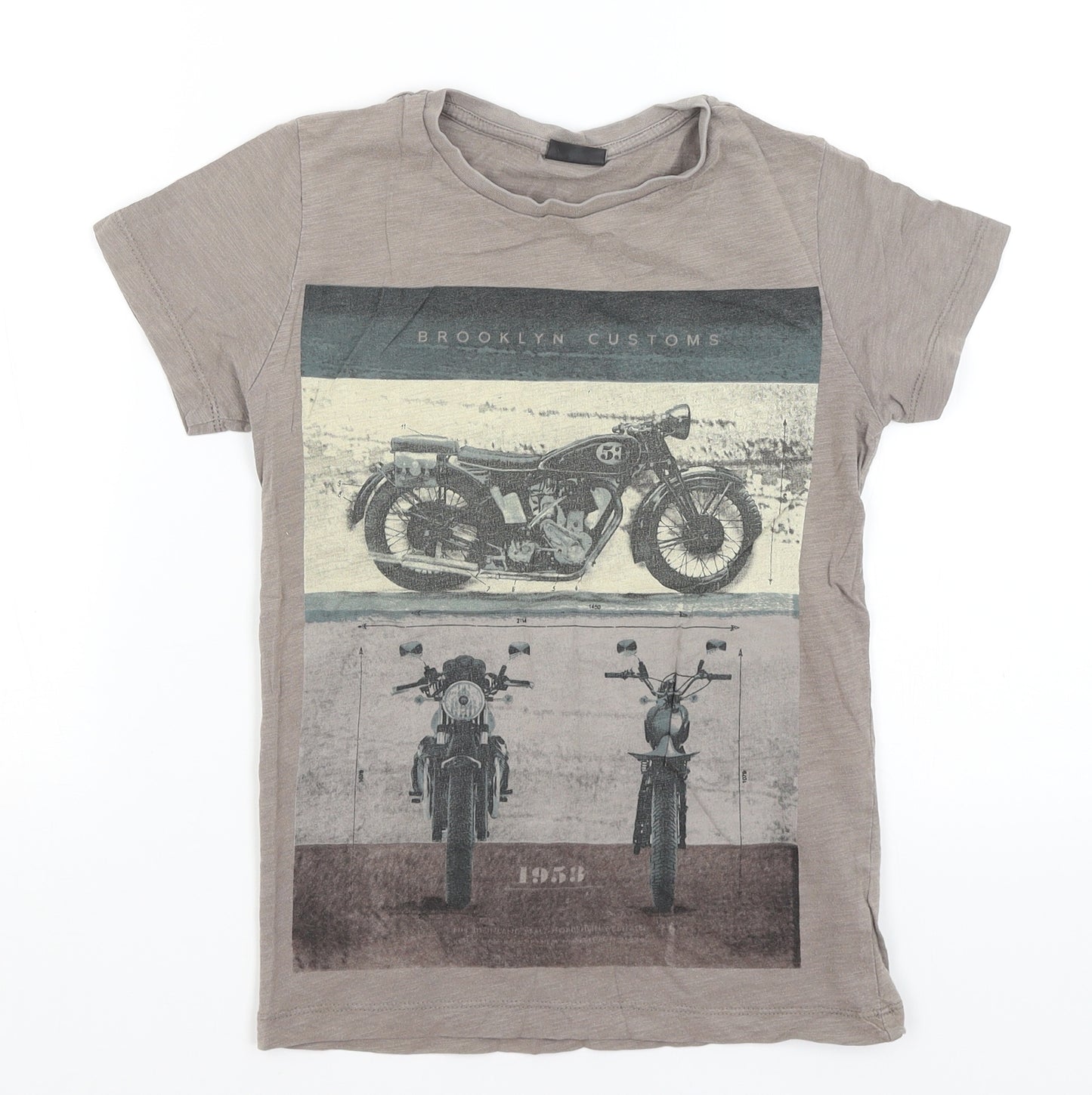 NEXT Boys Brown   Basic T-Shirt Size 9 Years  - Motorbikes