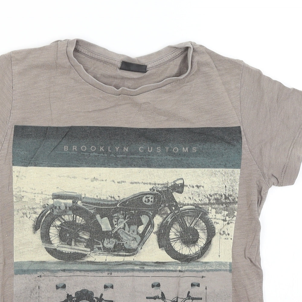 NEXT Boys Brown   Basic T-Shirt Size 9 Years  - Motorbikes