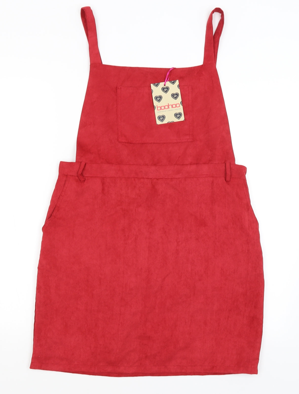 Boohoo Womens Red   Pinafore/Dungaree Dress  Size 14
