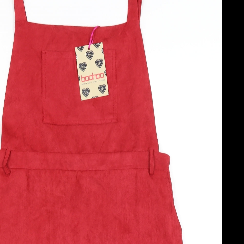 Boohoo Womens Red   Pinafore/Dungaree Dress  Size 14