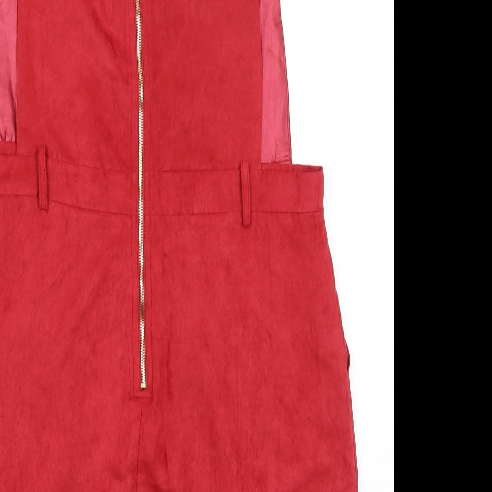 Boohoo Womens Red   Pinafore/Dungaree Dress  Size 14