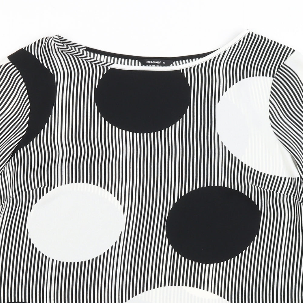 Roman Womens Black Striped  Basic Blouse Size 12