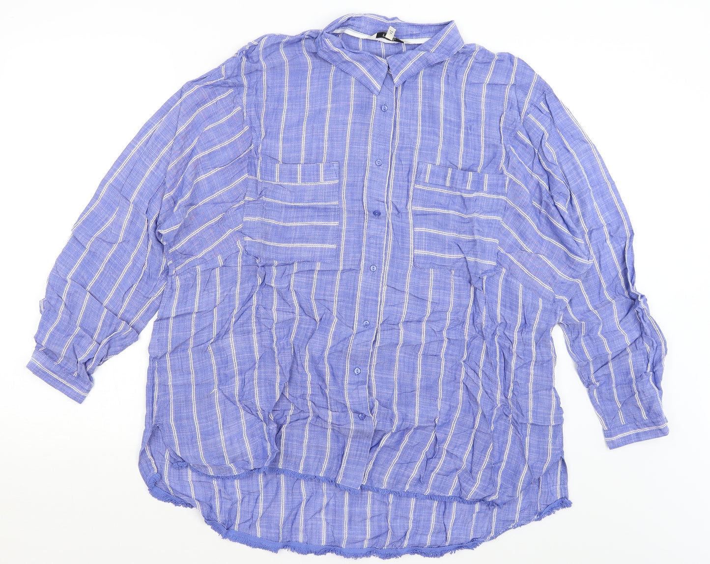 NEXT Womens Blue Striped  Basic Button-Up Size 20
