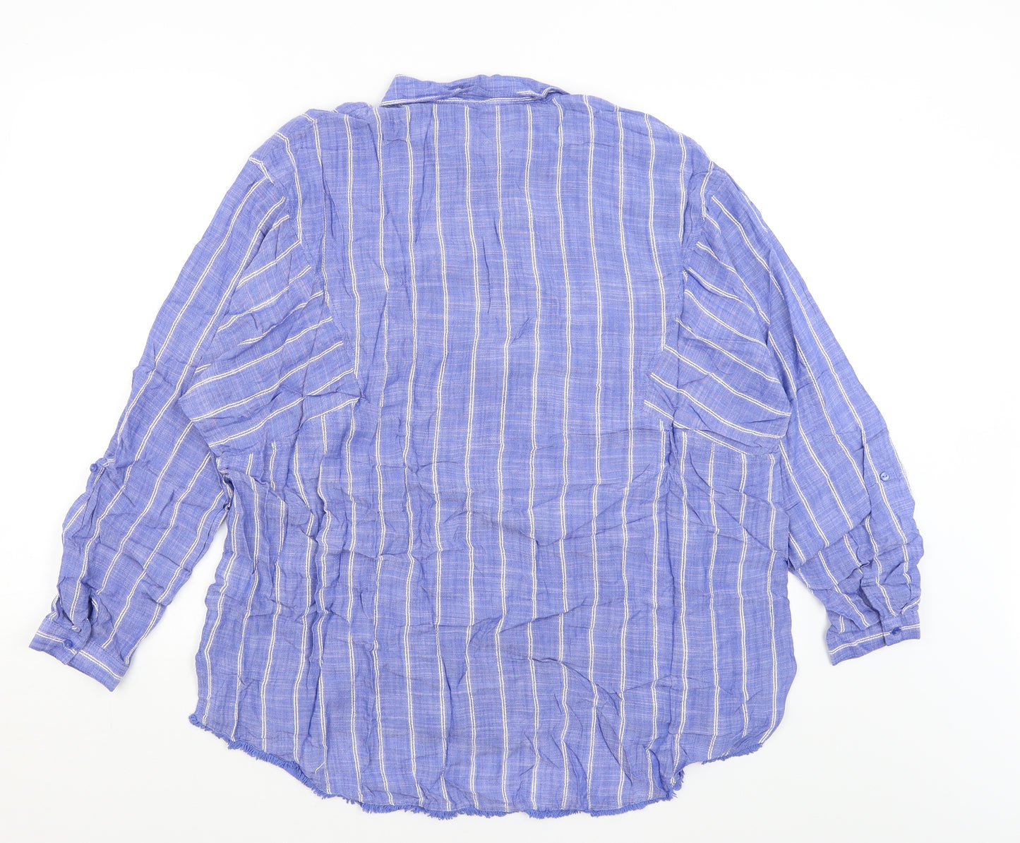 NEXT Womens Blue Striped  Basic Button-Up Size 20