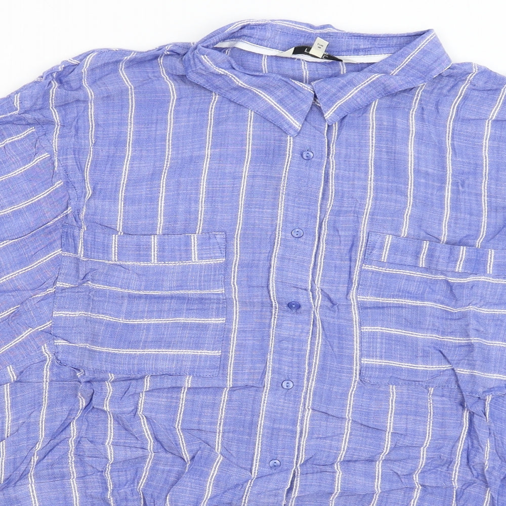 NEXT Womens Blue Striped  Basic Button-Up Size 20
