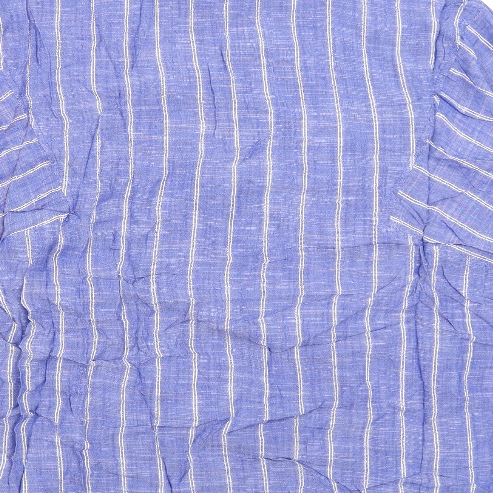 NEXT Womens Blue Striped  Basic Button-Up Size 20