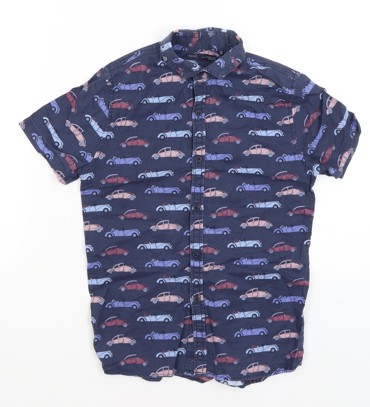 NEXT Boys Blue   Basic Button-Up Size 9 Years  - Cars