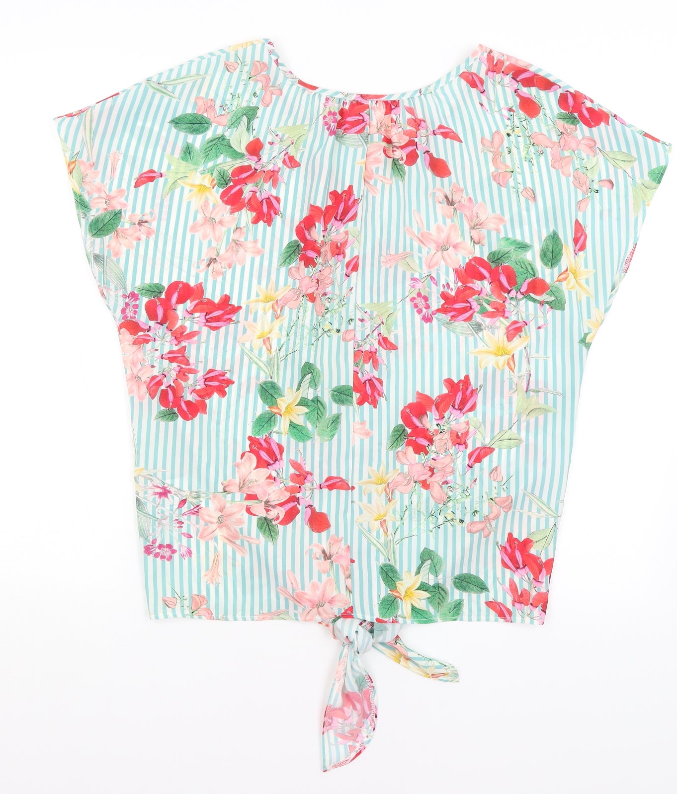 Roman Womens Blue Floral  Basic Blouse Size 12