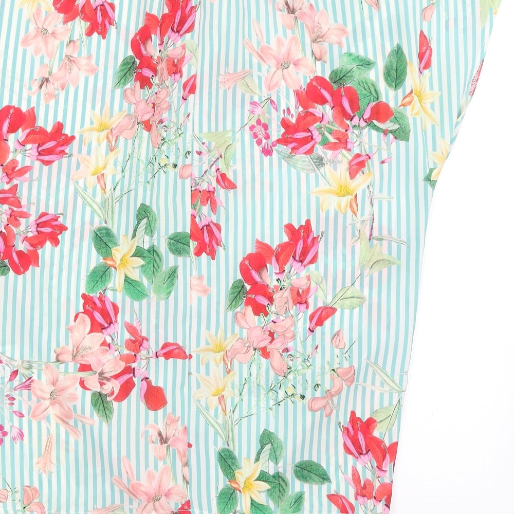 Roman Womens Blue Floral  Basic Blouse Size 12
