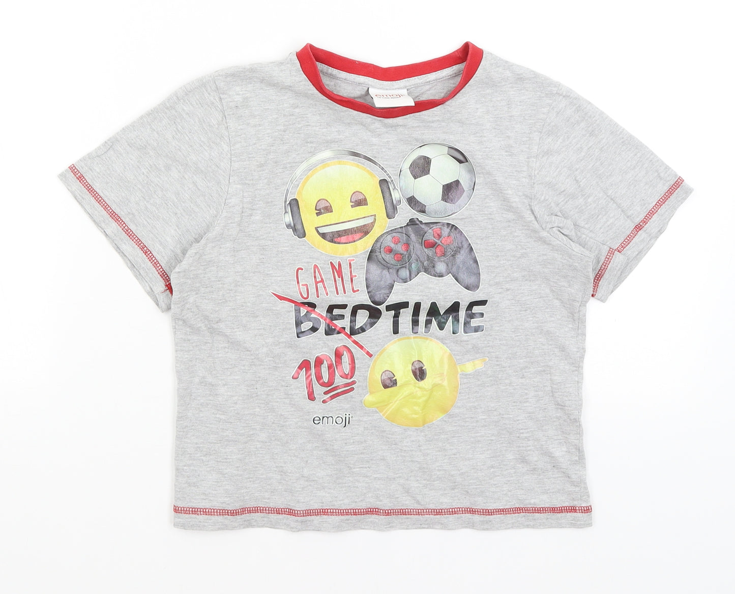 Emoji Boys Grey   Basic T-Shirt Size 8-9 Years  - Game Time
