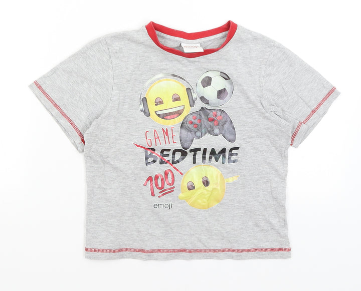 Emoji Boys Grey   Basic T-Shirt Size 8-9 Years  - Game Time