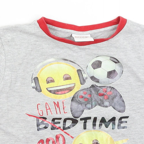 Emoji Boys Grey   Basic T-Shirt Size 8-9 Years  - Game Time