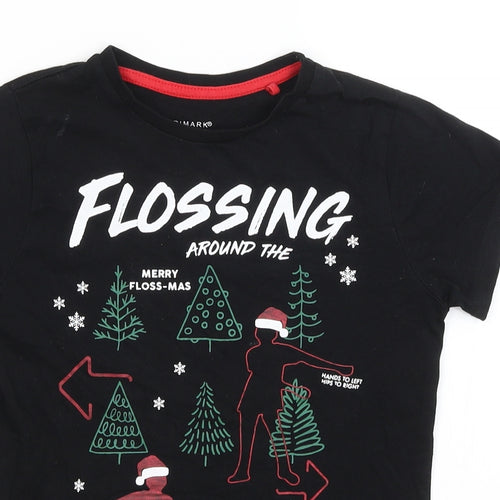 Primark Girls Black   Basic T-Shirt Size 7-8 Years  - Flossing