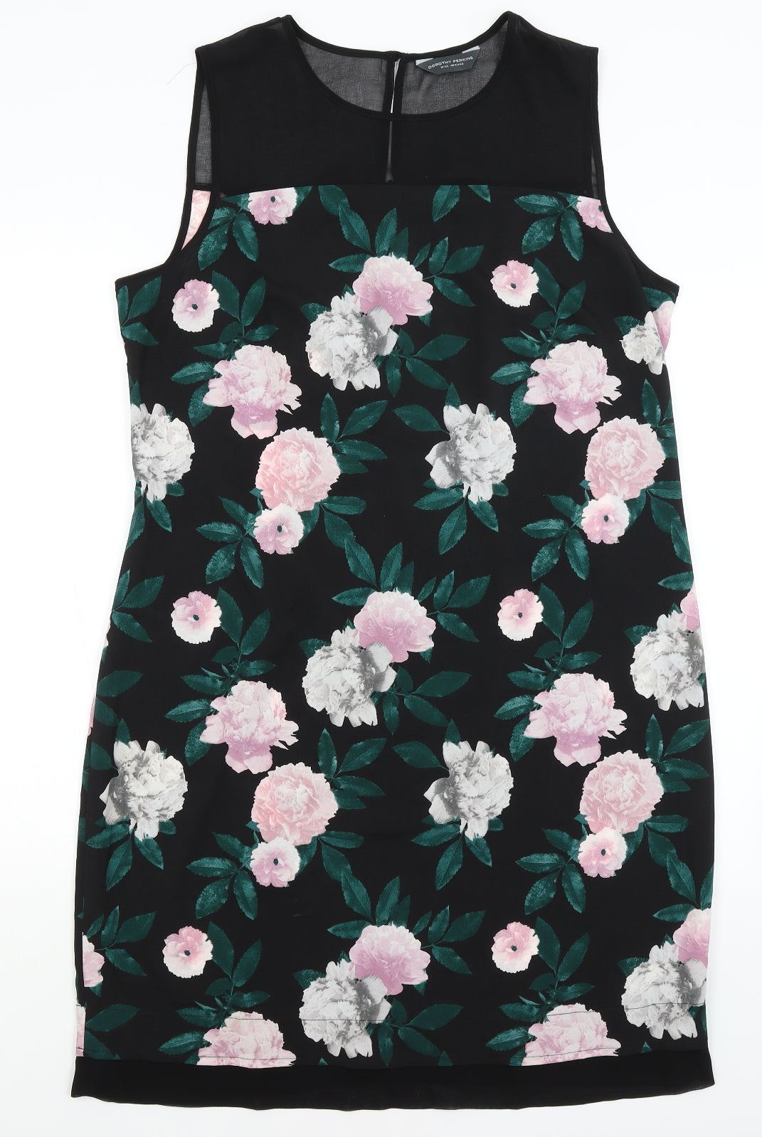 Dorothy Perkins Womens Black Floral  A-Line  Size 18
