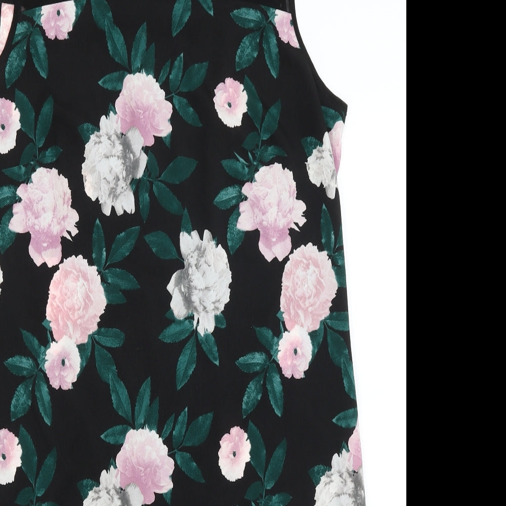 Dorothy Perkins Womens Black Floral  A-Line  Size 18