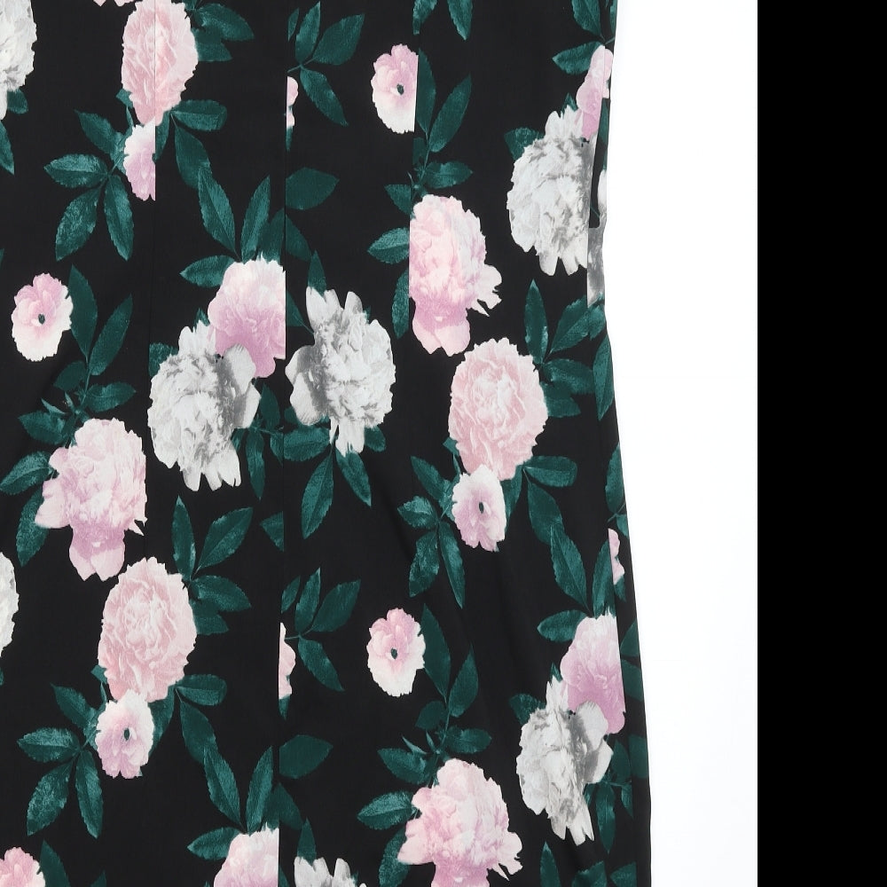 Dorothy Perkins Womens Black Floral  A-Line  Size 18