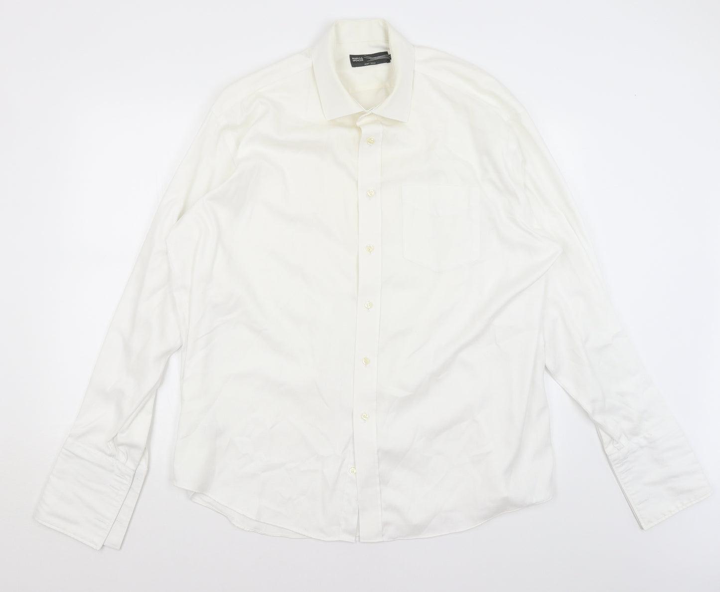 M&S Mens White    Dress Shirt Size 17.5