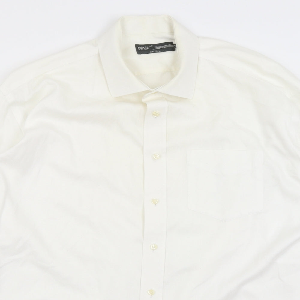 M&S Mens White    Dress Shirt Size 17.5