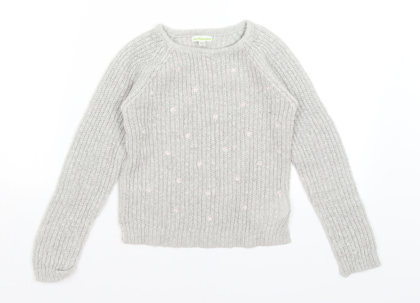 Vertbaydet Girls Grey   Pullover Jumper Size 8 Years