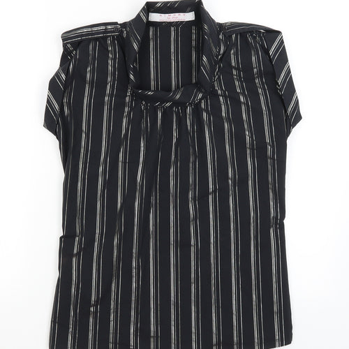 Kimono Womens Black Striped  Tunic T-Shirt Size L