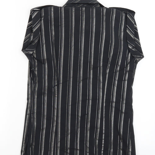 Kimono Womens Black Striped  Tunic T-Shirt Size L