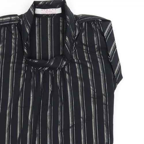 Kimono Womens Black Striped  Tunic T-Shirt Size L