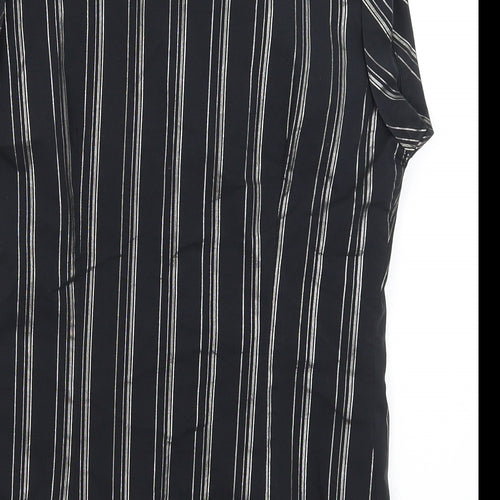 Kimono Womens Black Striped  Tunic T-Shirt Size L