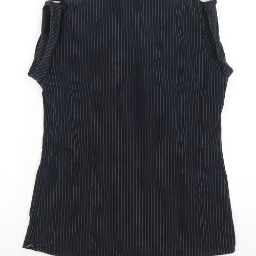 Kimono Womens Black Striped  Tunic T-Shirt Size L