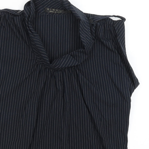 Kimono Womens Black Striped  Tunic T-Shirt Size L