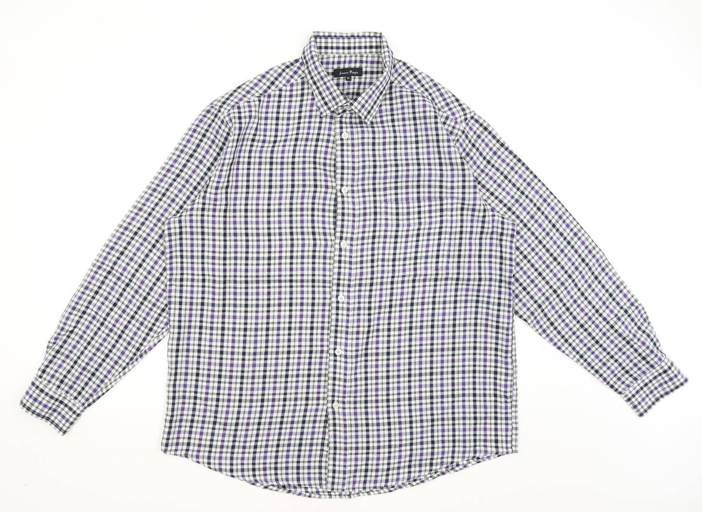 James Pringle Mens Purple Check   Button-Up Size XL