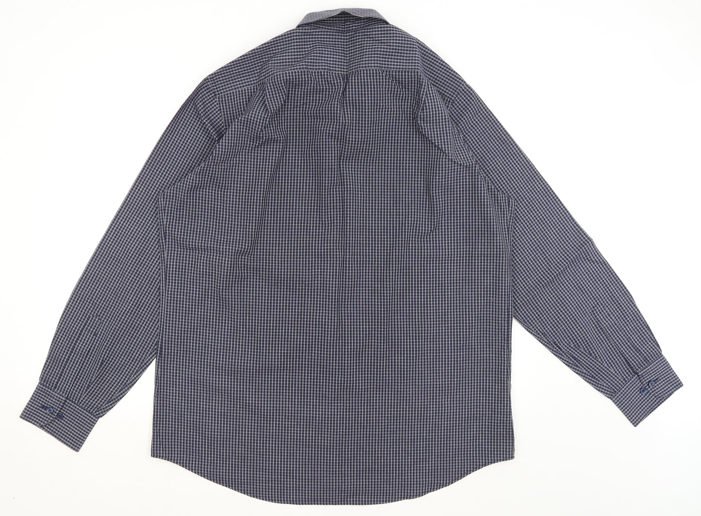 M&S Mens Blue Check   Dress Shirt Size 16.5