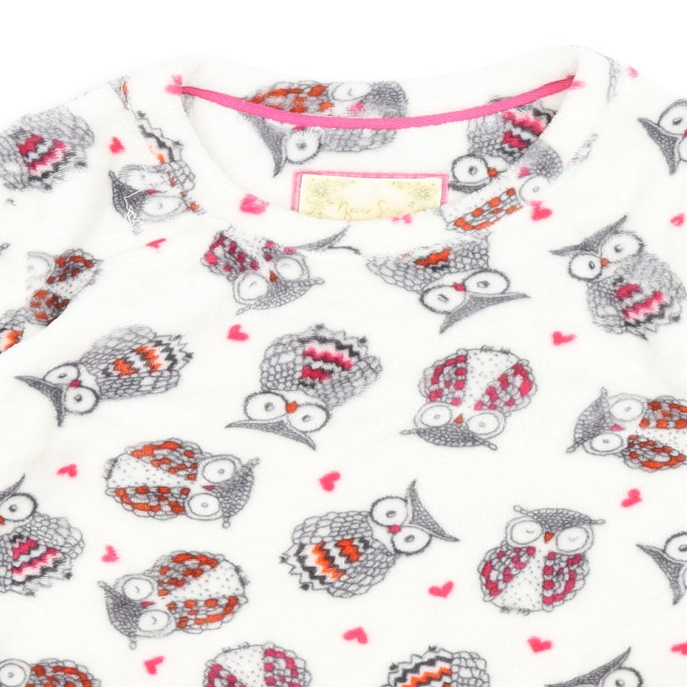 TU Womens White Solid  Top Pyjama Top Size M  - Owls