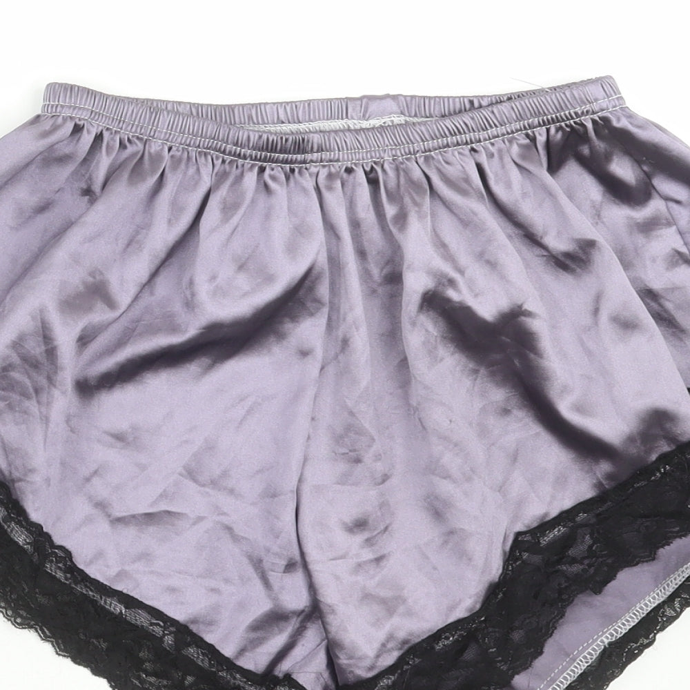 Preworn Womens Purple Solid   Sleep Shorts Size L  - lace trim