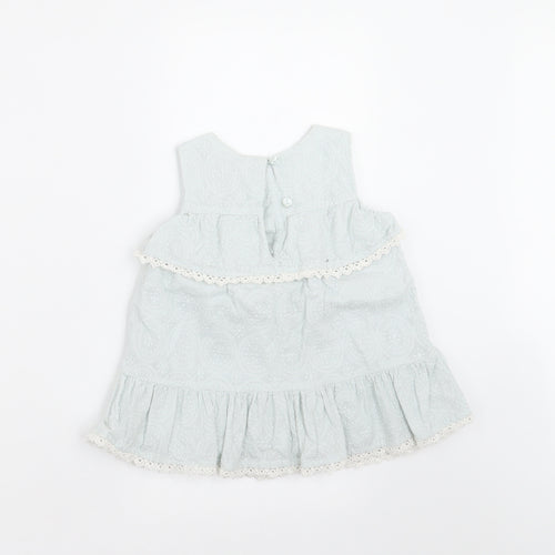 Catherine Malandrino Girls Green Geometric  Basic Blouse Size 18-24 Months  - 18 months