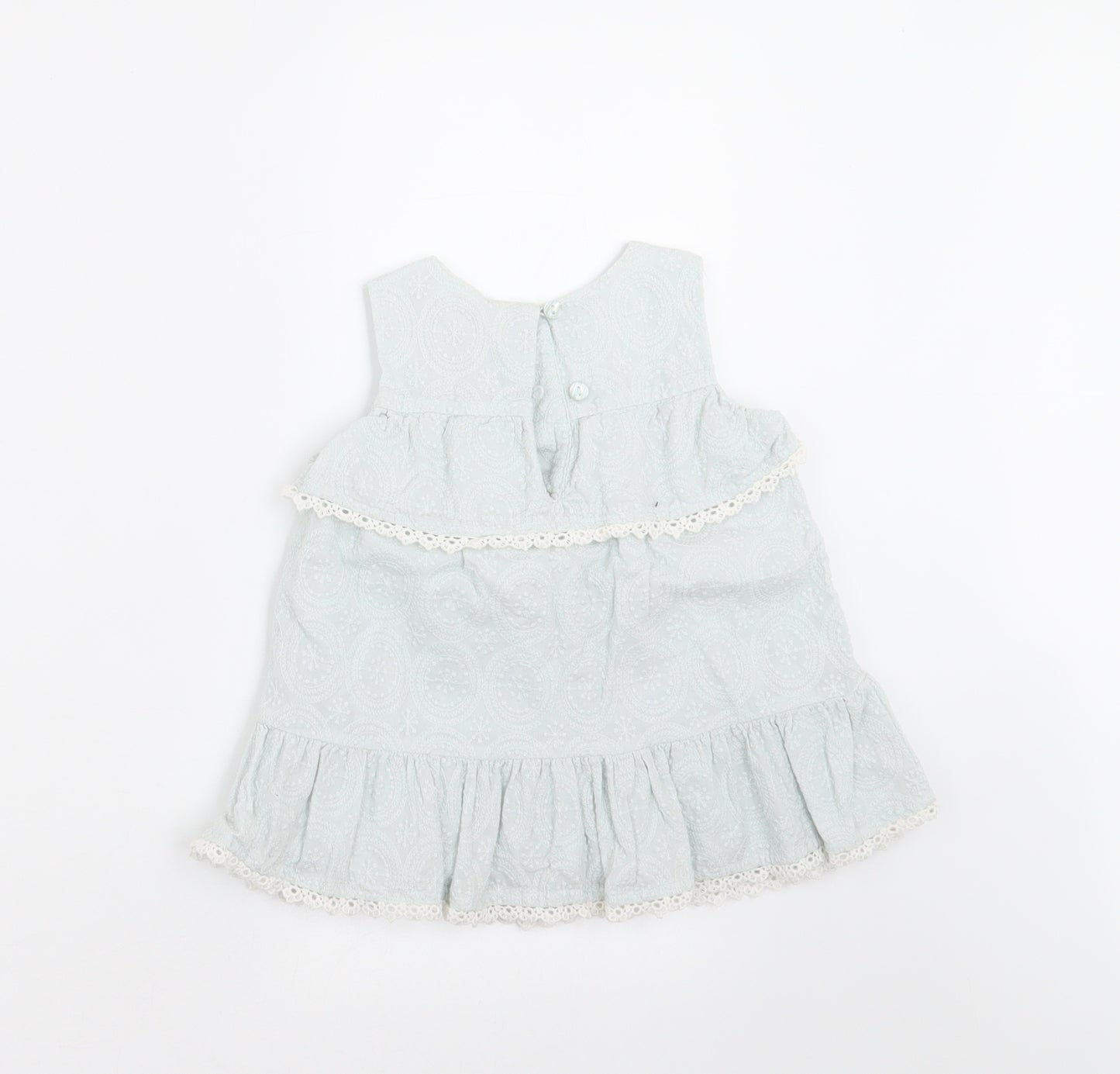 Catherine Malandrino Girls Green Geometric  Basic Blouse Size 18-24 Months  - 18 months