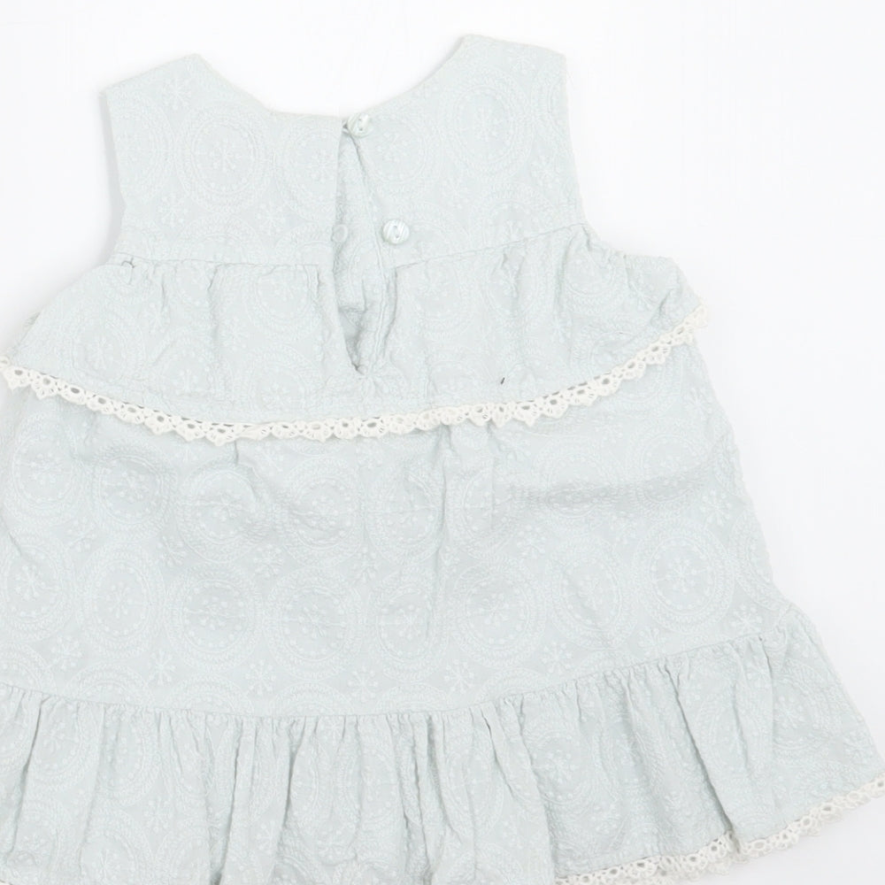 Catherine Malandrino Girls Green Geometric  Basic Blouse Size 18-24 Months  - 18 months