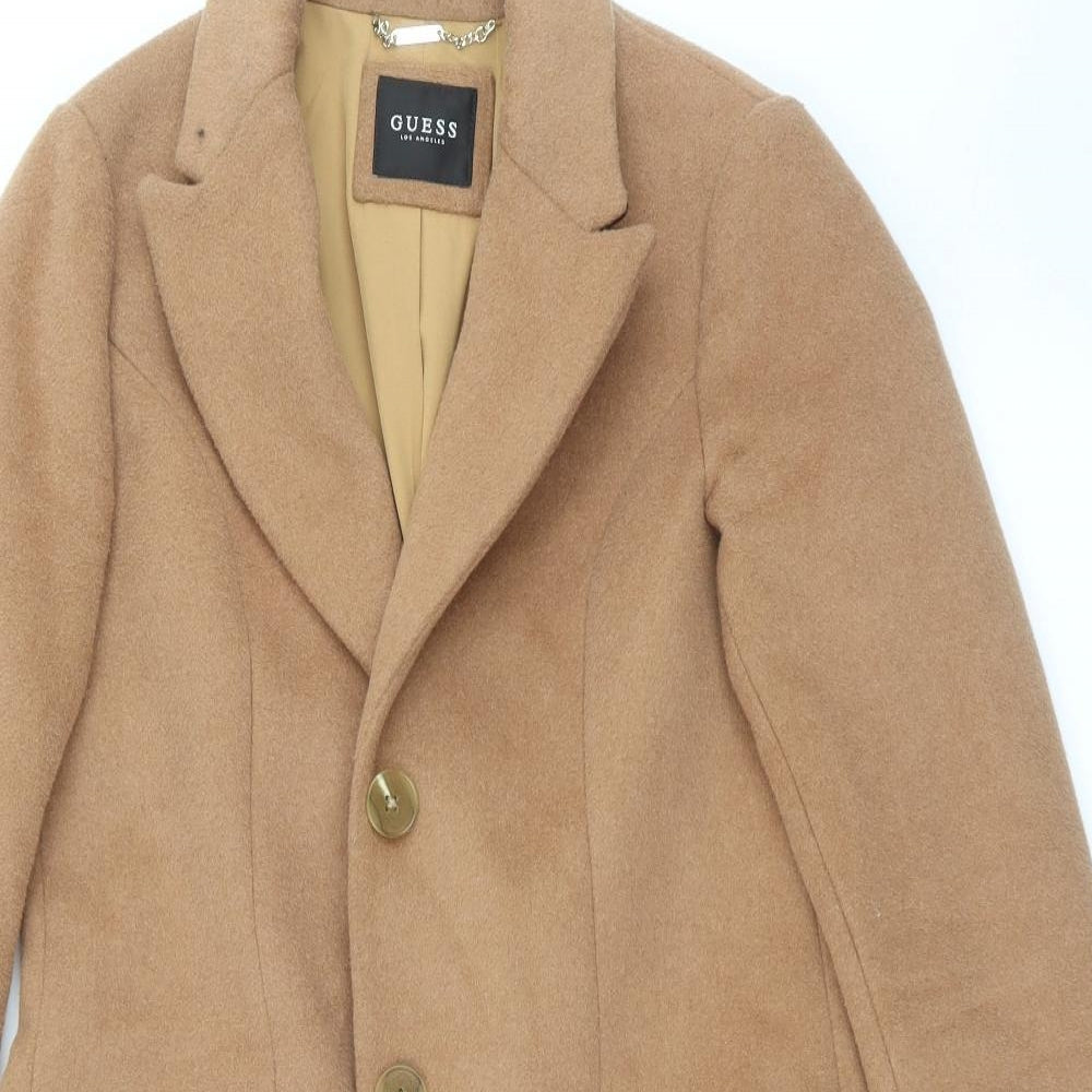 GUESS Womens Beige   Overcoat Coat Size XS