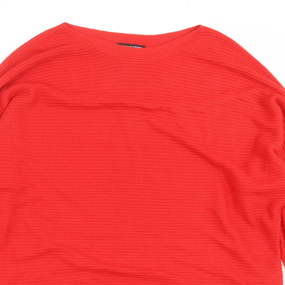 Debenhams Womens Red Striped Knit Pullover Jumper Size 14